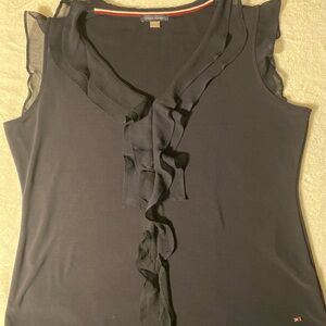 Tommy Hilfiger Black Ruffle Blouses